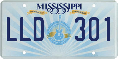 MS license plate LLD301