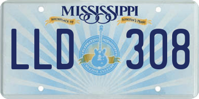 MS license plate LLD308
