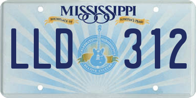 MS license plate LLD312