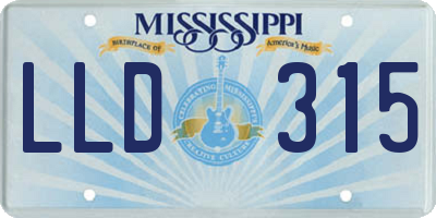 MS license plate LLD315