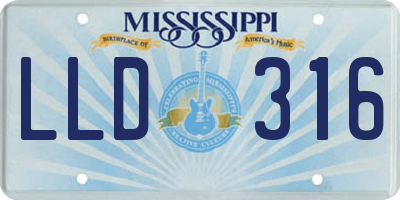 MS license plate LLD316