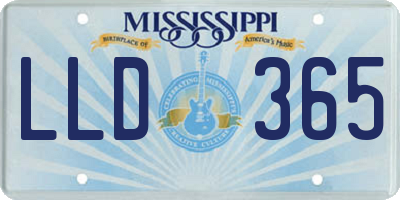 MS license plate LLD365