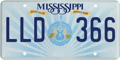 MS license plate LLD366