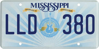 MS license plate LLD380
