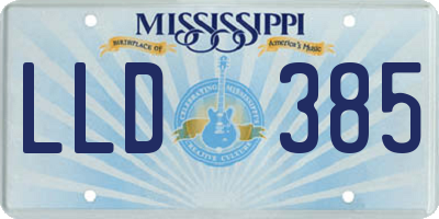 MS license plate LLD385