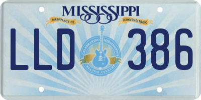 MS license plate LLD386