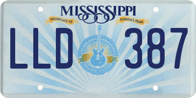 MS license plate LLD387