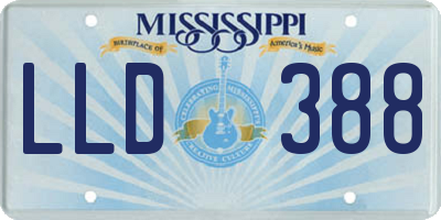 MS license plate LLD388