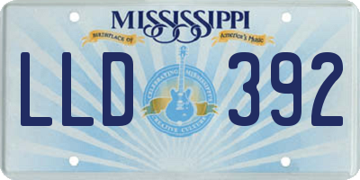MS license plate LLD392