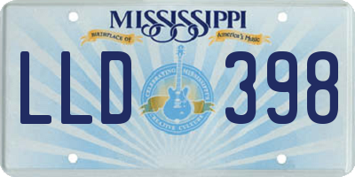 MS license plate LLD398