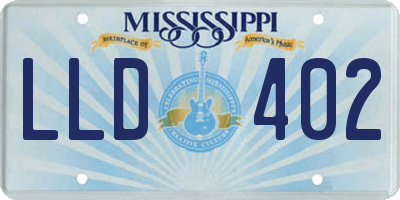 MS license plate LLD402