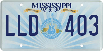 MS license plate LLD403