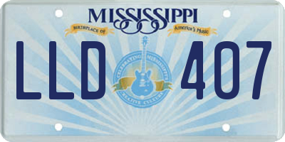 MS license plate LLD407