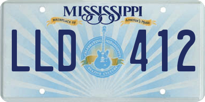 MS license plate LLD412