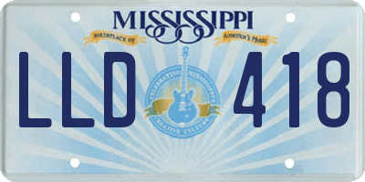 MS license plate LLD418