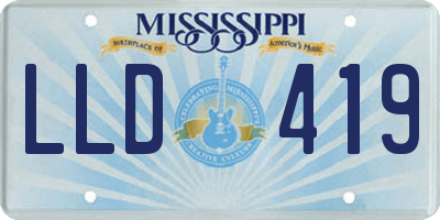 MS license plate LLD419