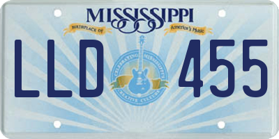 MS license plate LLD455