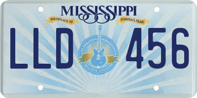 MS license plate LLD456