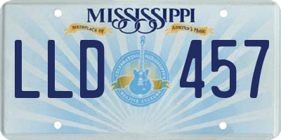 MS license plate LLD457
