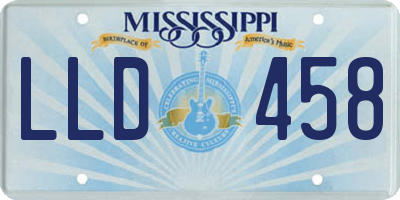 MS license plate LLD458