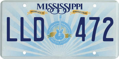MS license plate LLD472