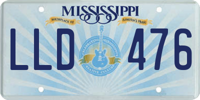 MS license plate LLD476