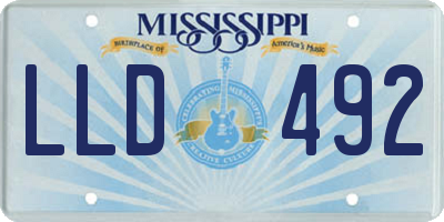 MS license plate LLD492
