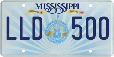 MS license plate LLD500