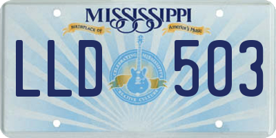 MS license plate LLD503