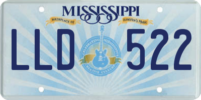 MS license plate LLD522