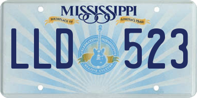 MS license plate LLD523