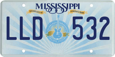 MS license plate LLD532