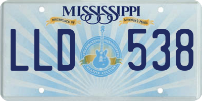 MS license plate LLD538