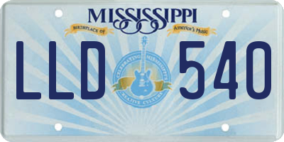 MS license plate LLD540