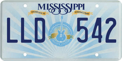 MS license plate LLD542