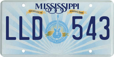 MS license plate LLD543