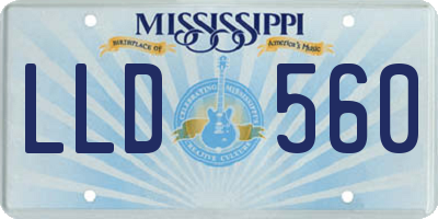 MS license plate LLD560
