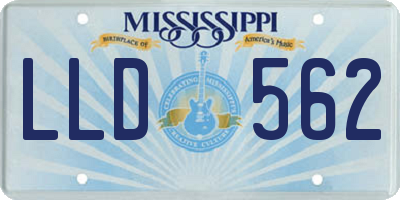 MS license plate LLD562
