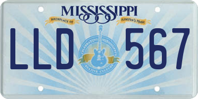 MS license plate LLD567