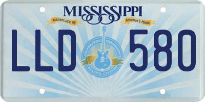 MS license plate LLD580