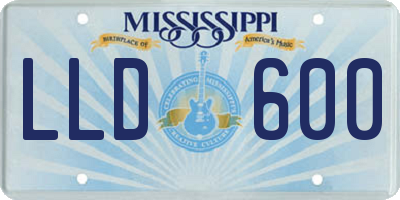 MS license plate LLD600