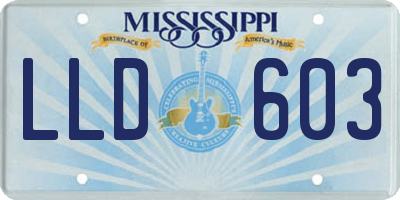 MS license plate LLD603