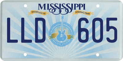 MS license plate LLD605
