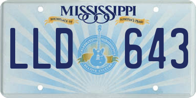 MS license plate LLD643