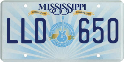 MS license plate LLD650