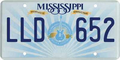 MS license plate LLD652