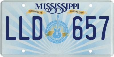MS license plate LLD657