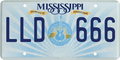 MS license plate LLD666