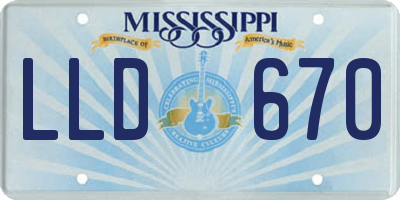 MS license plate LLD670