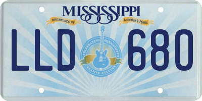 MS license plate LLD680